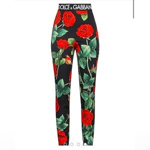 D&G rose-print charmeuse leggings